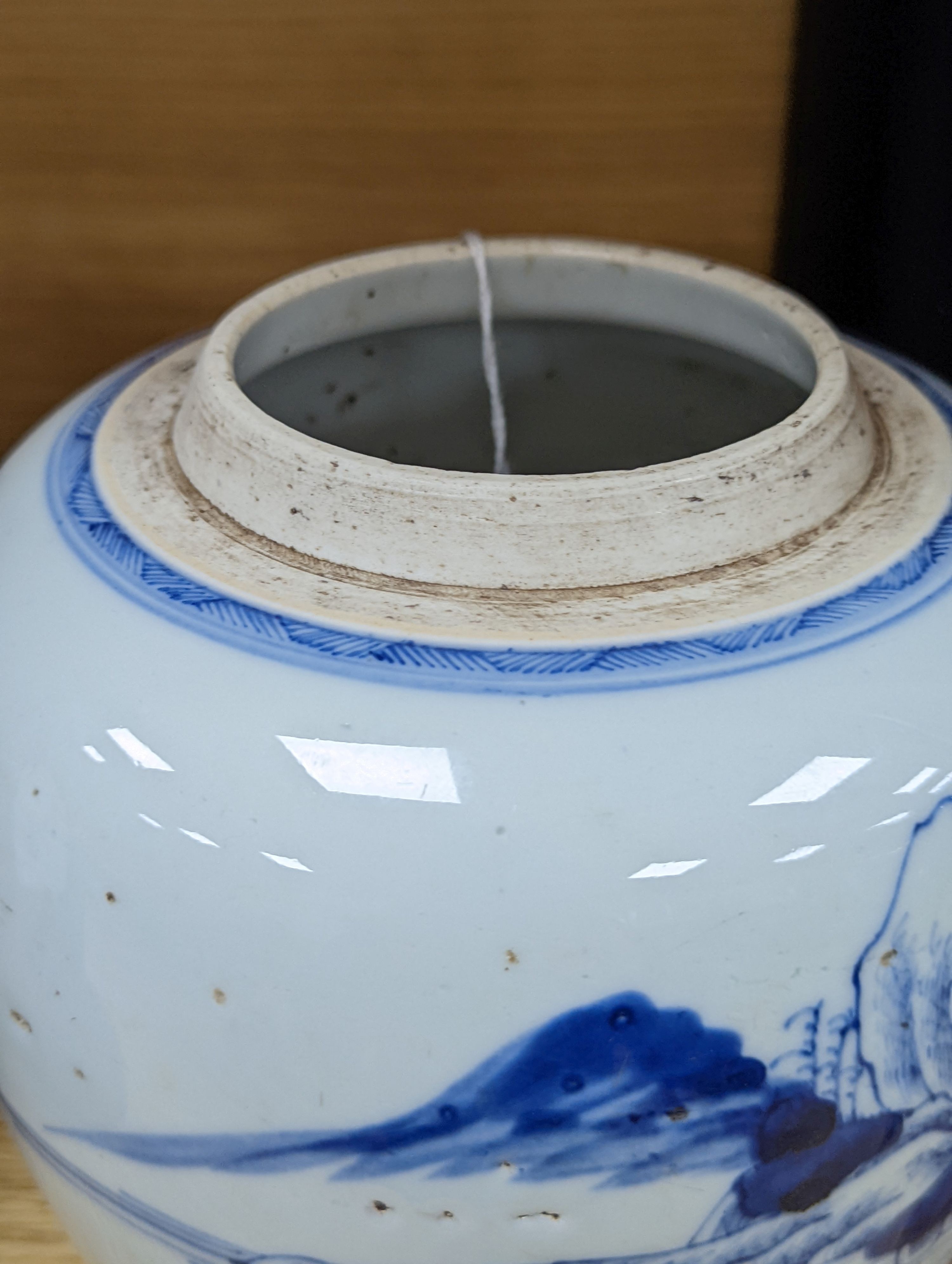 An 18th century Chinese blue and white ginger jar, 18cm